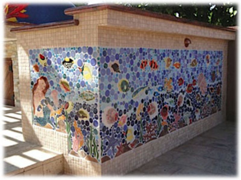 Tropical coral reef mosaic ceramic tiles